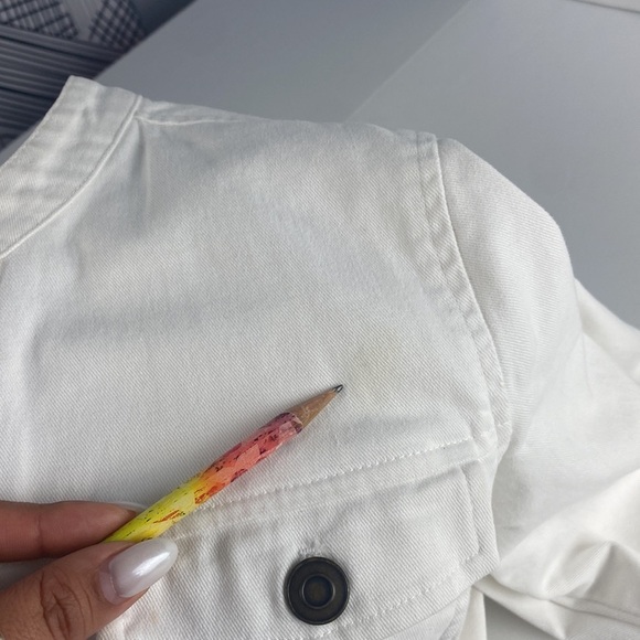 2/$25 White cotton blend old money French girl formal frilly jean jacket small - Picture 11 of 13